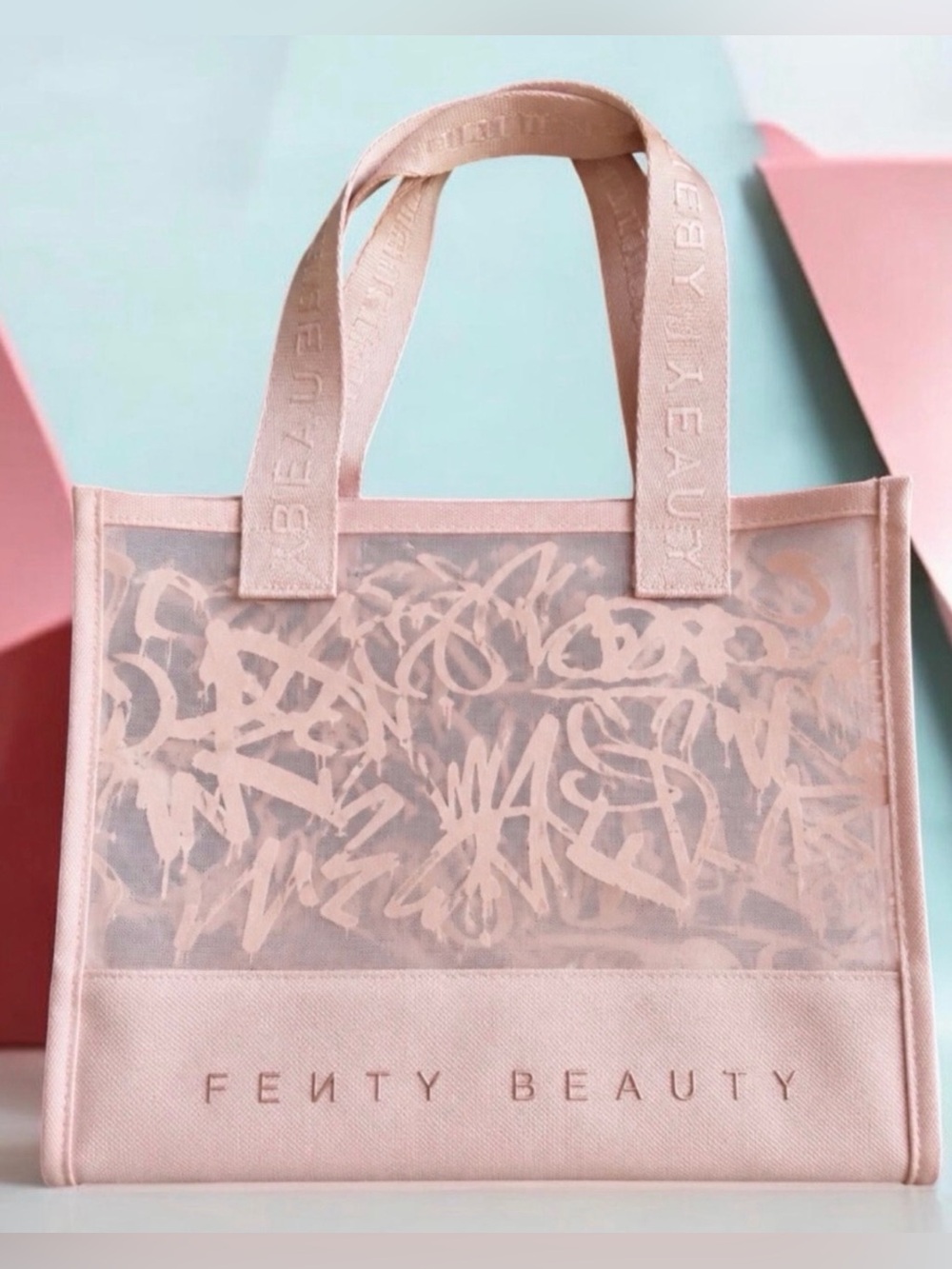 Fenty Mesh PINK Graffiti-Print Tote Bag